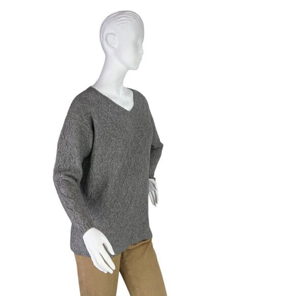 Jaeger 100% Cashmere Gray Pullover Sweater w/ Square Knot Texture, Size Small - Picture 9 of 12